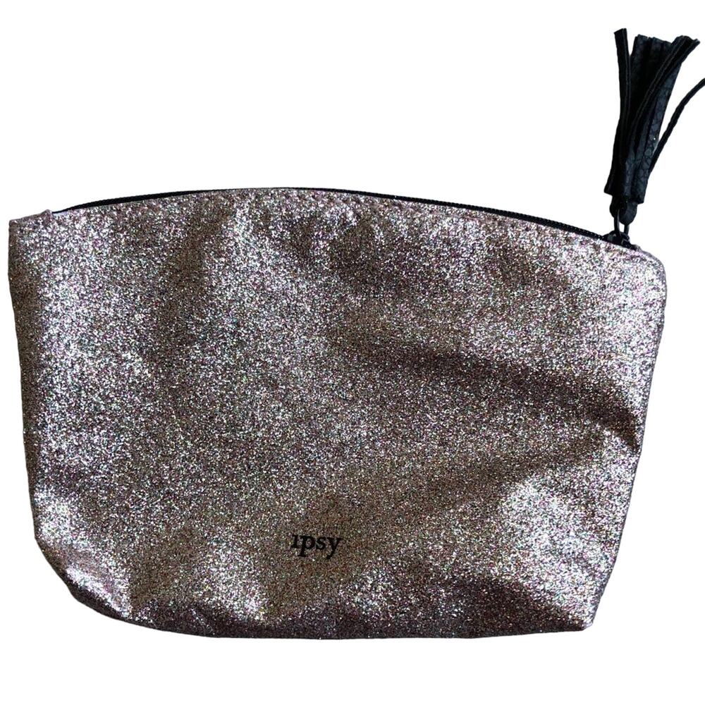 Ipsy May 2019 Pink Multi-Color Glitter Faux Leather Tassel Make-Up Cosmetic Bag